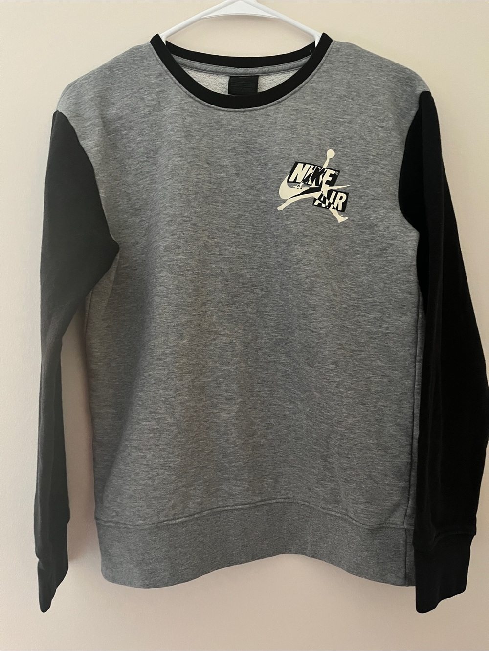 Nike Kid’s Grey Crewneck Sweatshirt with Black Sleeves